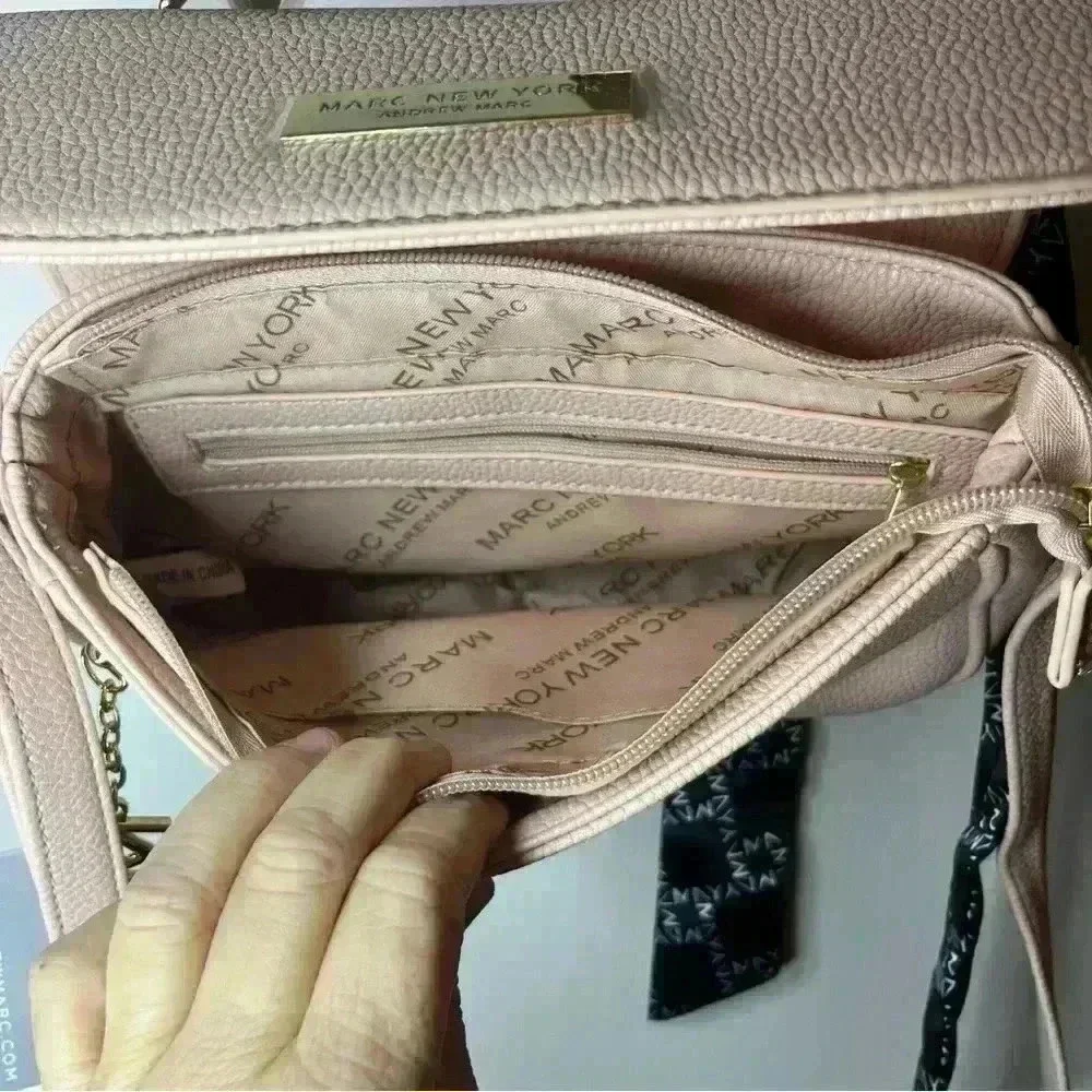 Marc New York Crossbody Handbag Purse Pebbled Leather Blush Pink NWT Chic Classy